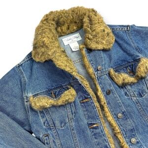 Tasha Polizzi for T.P. Saddleblanket Denim Jacket Size Large Western Faux Fur